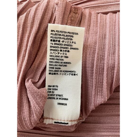 Free People Size S Can't Help It Mini Dress Pink V-Neck Tiered Skirt Bell Sleeve - Picture 5 of 8